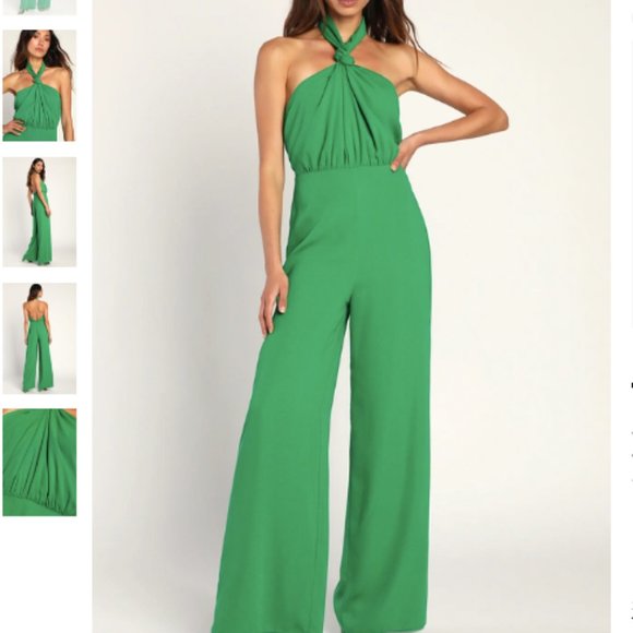 Lulus Pants - Lulus Epitome of Elegant Knotted Halter Wide-Leg Jumpsuit